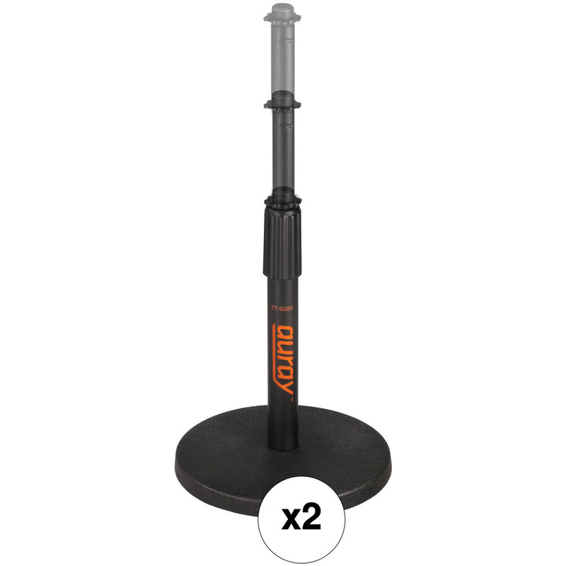 Auray Telescoping Tabletop Microphone Stand (2-Pack, Black)