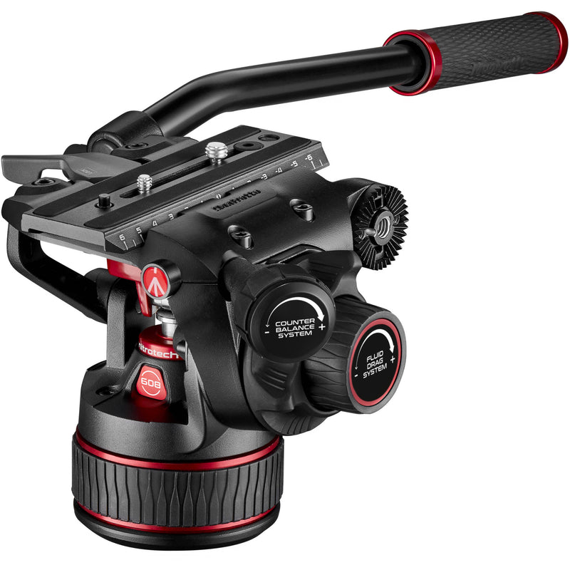 Manfrotto 608 Nitrotech Fluid Head & Aluminum Twin Leg Tripod with Mid-Spreader Kit