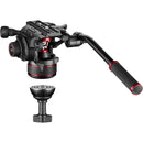 Manfrotto 608 Nitrotech Fluid Head & Aluminum Twin Leg Tripod with Mid-Spreader Kit