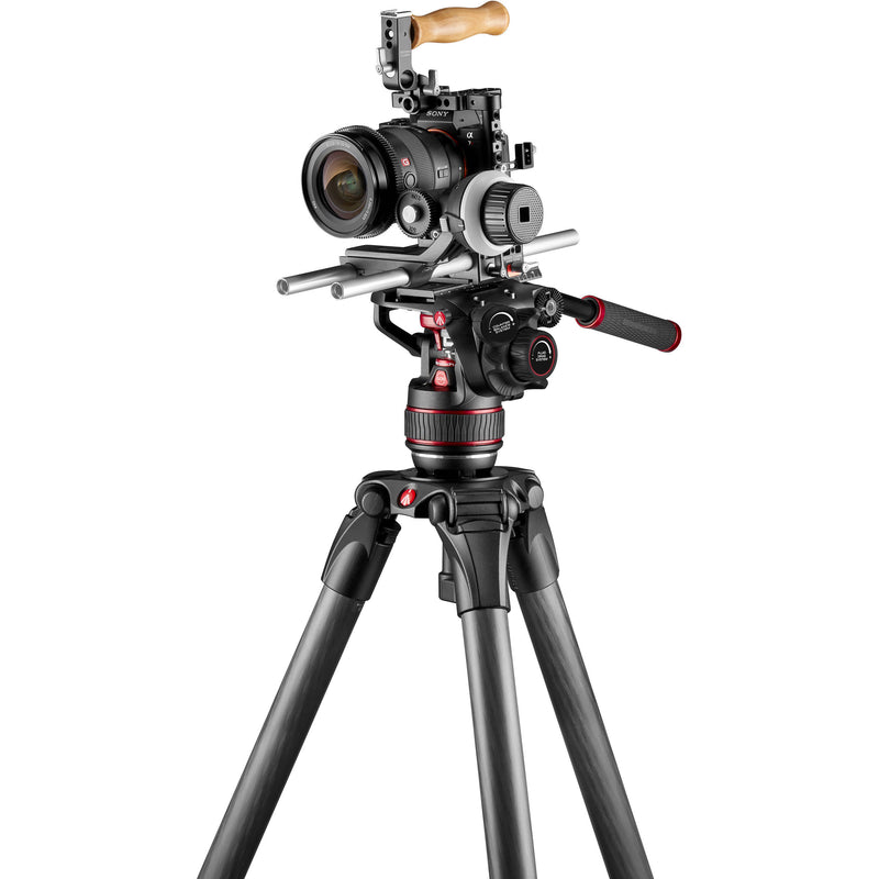 Manfrotto 608 Nitrotech Fluid Head & Aluminum Twin Leg Tripod with Mid-Spreader Kit