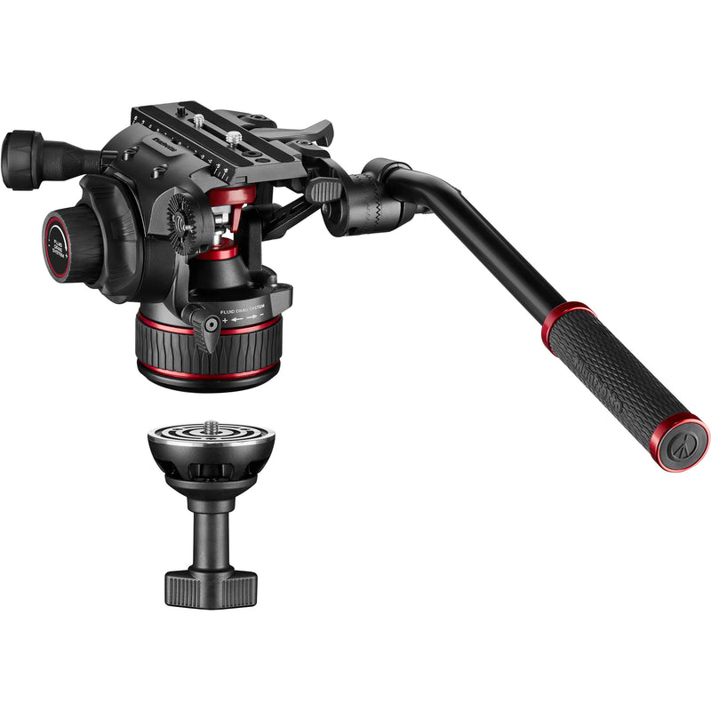 Manfrotto 608 Nitrotech Fluid Video Head and Carbon Fiber Twin Leg Tripod with Ground Spreader