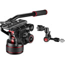 Manfrotto 608 Nitrotech Fluid Video Head and Aluminum Twin Leg Tripod with Ground Spreader