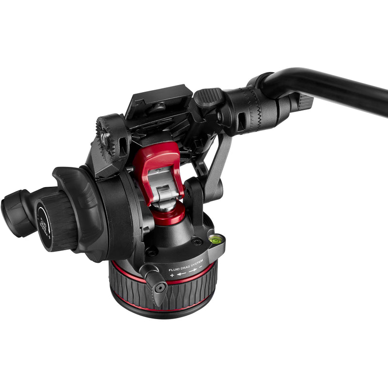 Manfrotto 608 Nitrotech Fluid Video Head and Aluminum Twin Leg Tripod with Ground Spreader