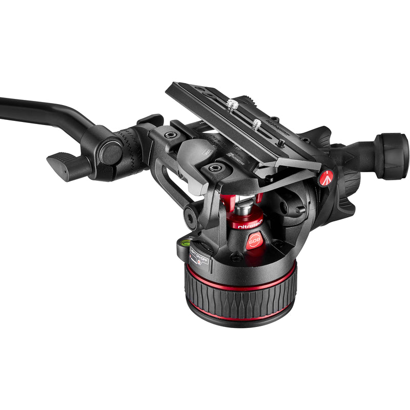 Manfrotto 608 Nitrotech Fluid Video Head and Aluminum Twin Leg Tripod with Ground Spreader