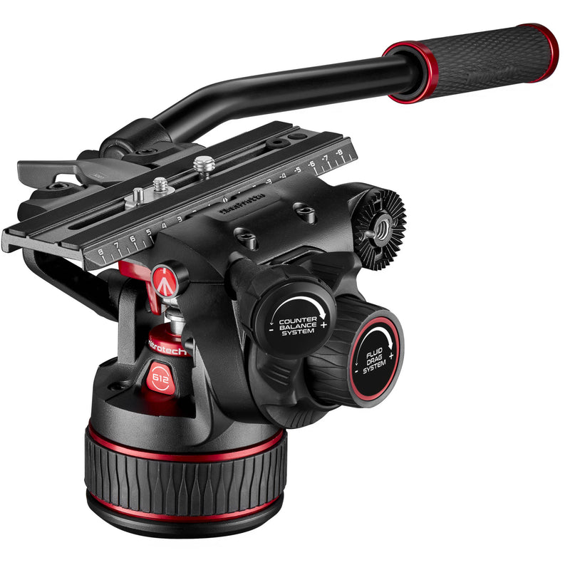 Manfrotto 612 Nitrotech Fluid Video Head and Aluminum Twin Leg Tripod with Middle Spreader