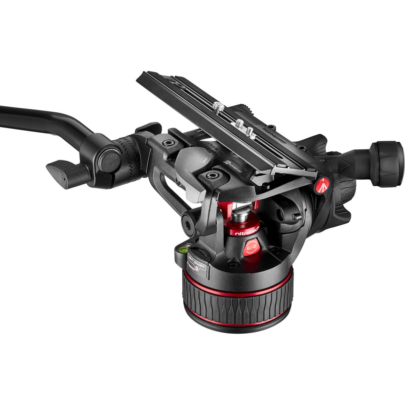 Manfrotto 612 Nitrotech Fluid Video Head and Aluminum Twin Leg Tripod with Middle Spreader