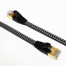 Tera Grand CAT-7 10 Gigabit Ultra Flat Ethernet Patch Braided Cable, 25' (Black,White)