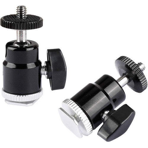 CAMVATE 1/4"-20 Mini Ball Head & Shoe Mount Adapter (2-Pack)