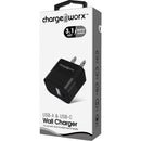 ChargeWorx 3.1A USB Type-C & USB Type-A Wall Charger (Black)