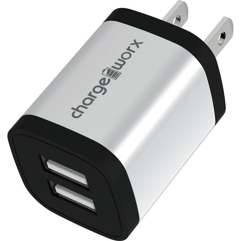 ChargeWorx 2.4A Dual USB Wall Charger (Silver)