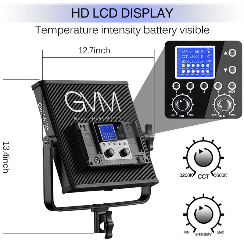 GVM GVM-672S-B 40w 14.8v/110-220 3200-5600K BC LED Panel