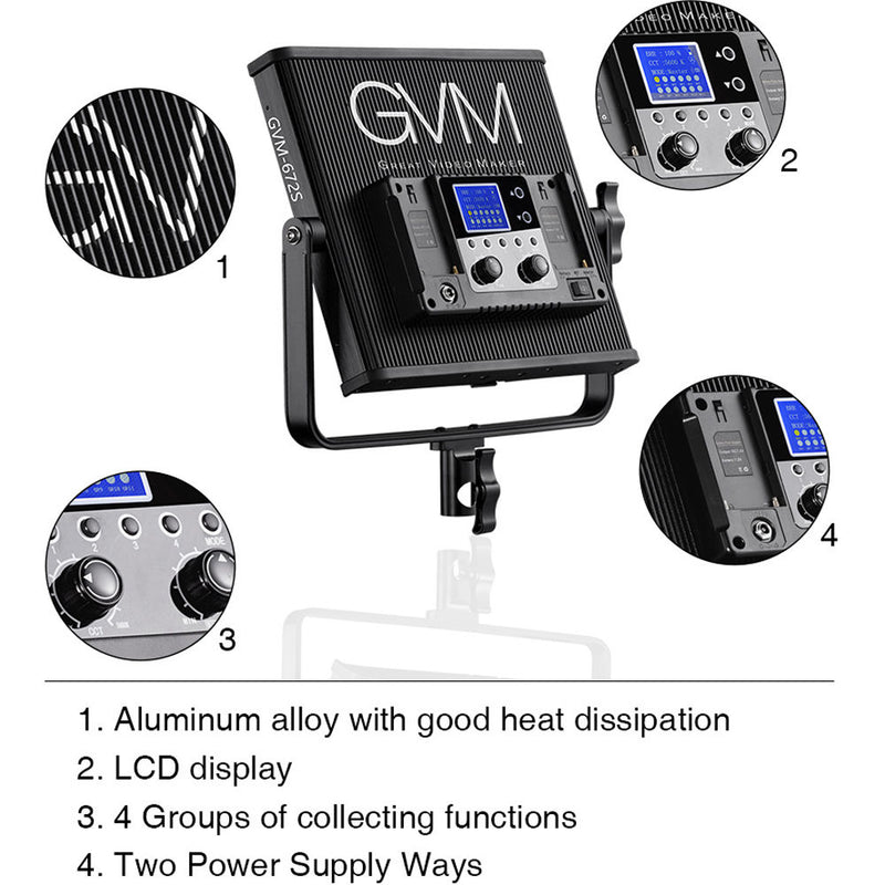 GVM GVM-672S-B 40w 14.8v/110-220 3200-5600K BC LED Panel