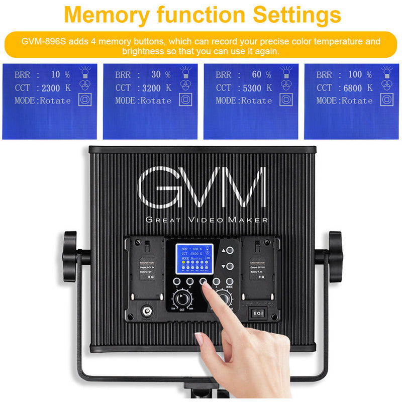 GVM GVM-896S 54w 14.8v/110-220 2300-6800K BC LED Panel