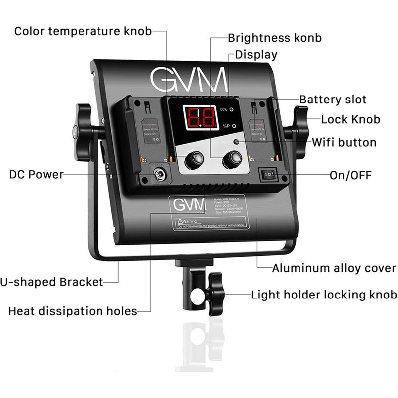 GVM GVM-560AS 30w 14.8v/110-130 2300-6800K BC LED Panel