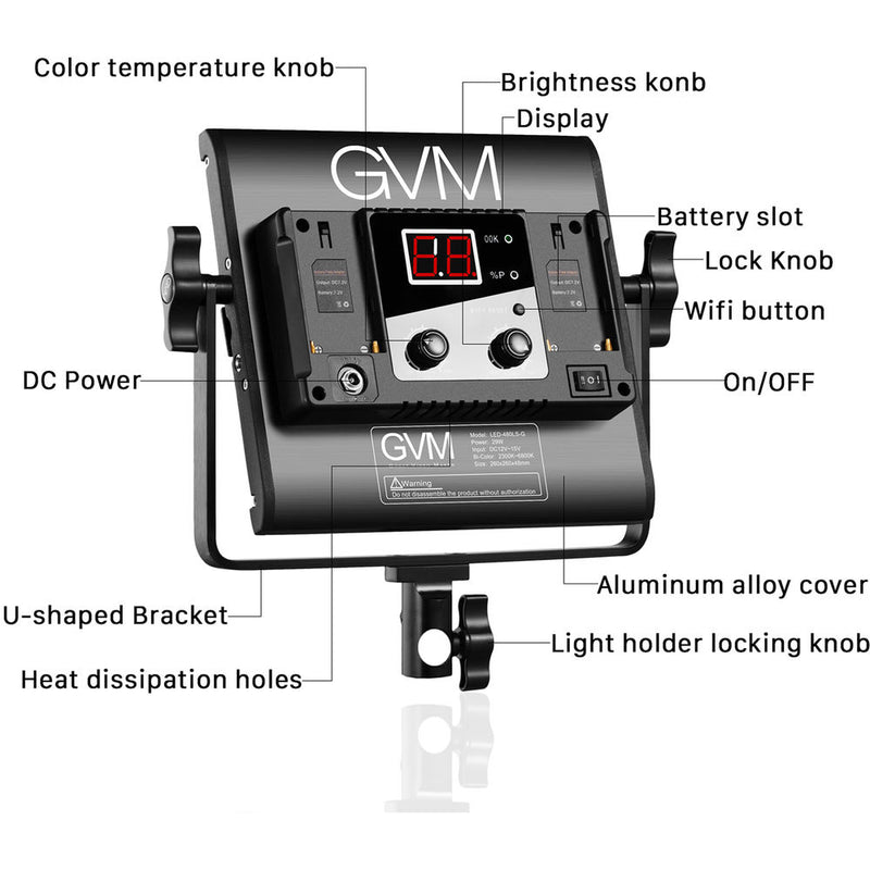 GVM GVM-560AS 30w 14.8v/110-130 2300-6800K BC 3-LED Panel Kit