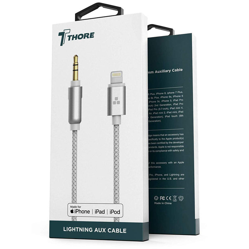 Thore 3.5mm Audio to Lightning Connector Aux Cable (4', White)