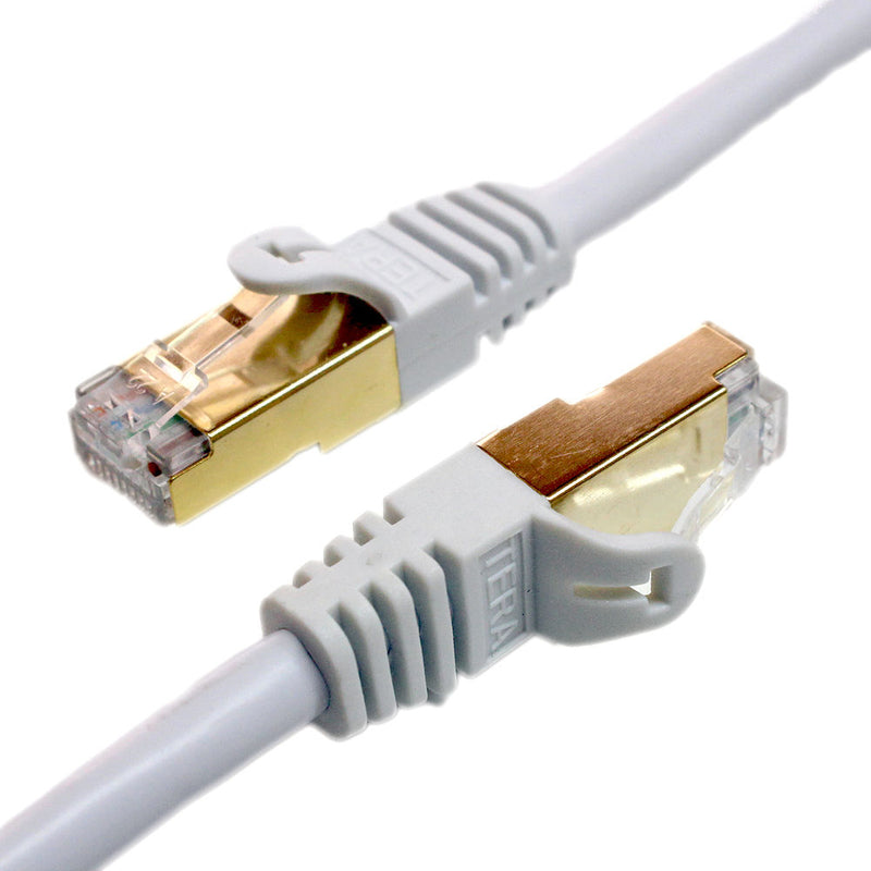 Tera Grand Premium CAT-7 Double Shielded 10 Gigabit 600MHz Ethernet Cable (White) 75'