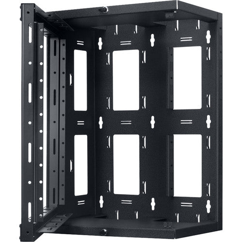 Lowell Manufacturing Rack-Swing Gate-Open Side-12U - 13" Deep, 1-Pair Fixed Rails (Black)