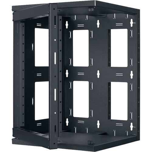 Lowell Manufacturing Rack-Swing Gate-Open Side-12U, 19" Deep, 1-Pair Fixed Rails (Black)