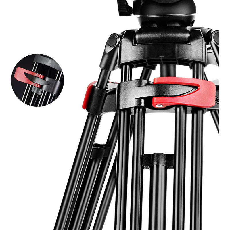 miliboo MTT604A Professional Aluminum Tripod and Fluid Head with Mid-Level Spreader