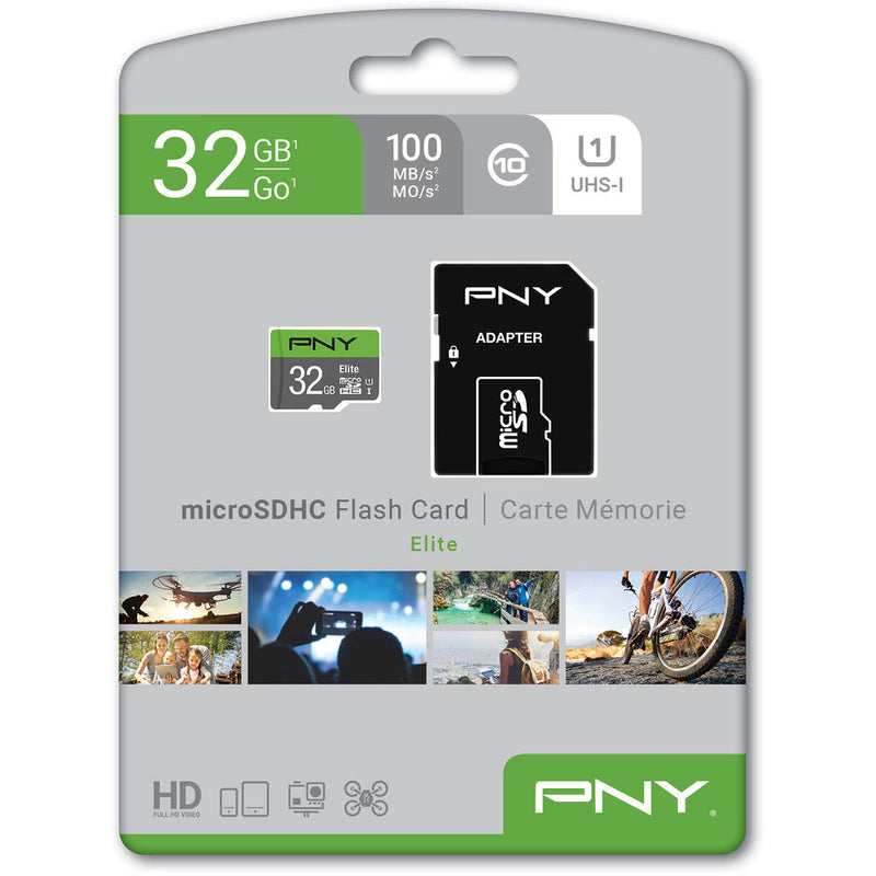 PNY Technologies 32GB Elite UHS-I microSDHC Memory Card with SD Adapter