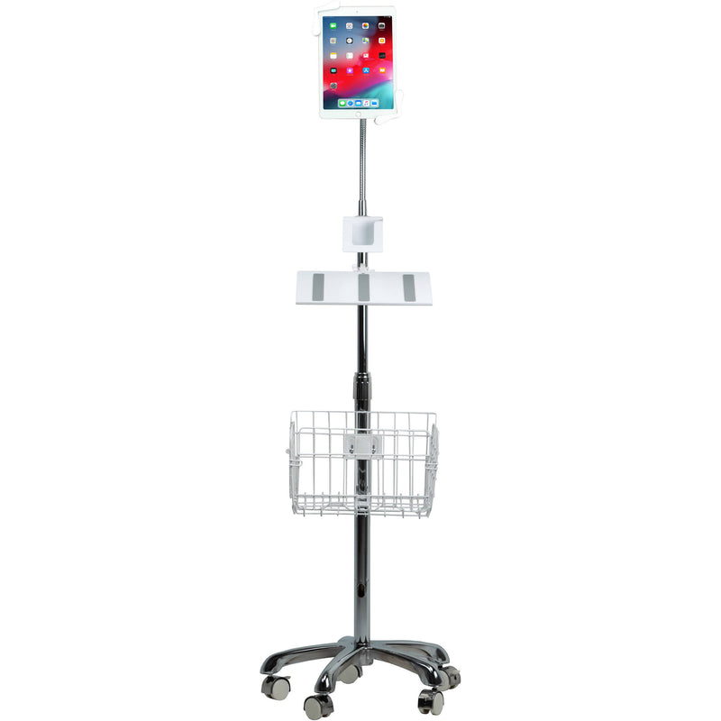 CTA Digital Gooseneck Tablet Floor Stand with Storage Basket