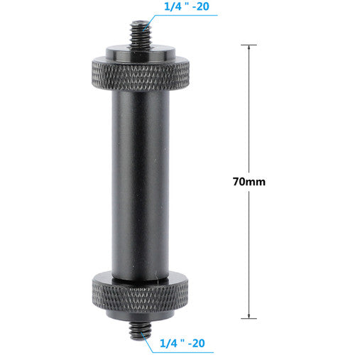 CAMVATE 15mm Micro Rod with Two 1/4"-20 Threads & Two Male Adapters (2")