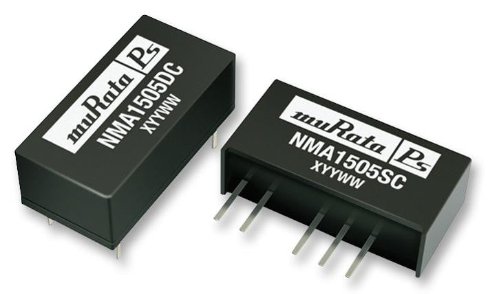 MURATA POWER SOLUTIONS NMA1205SC Isolated Board Mount DC/DC Converter, Through Hole, 1W, 5V, 100mA, -5V, 100mA