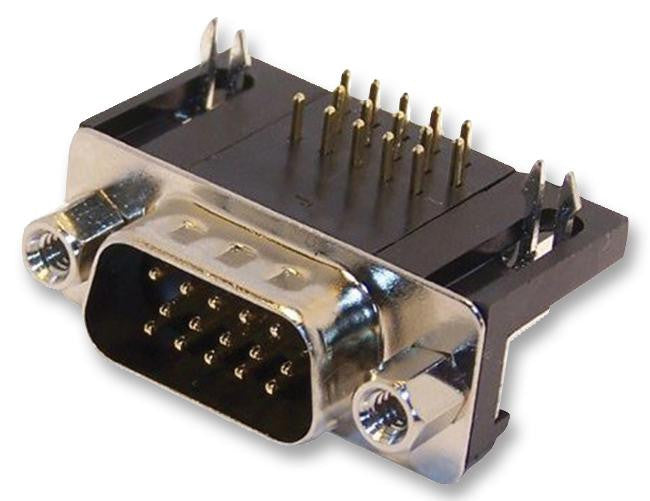 MULTICOMP SPC15254 Standard D Sub Connector, Right Angle, 15 Contacts, Plug, DA, HD D Sub Dip Series, Metal Body