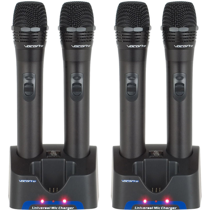 VocoPro UHF-5805-9 Professional Rechargeable 4-Channel UHF Wireless Handheld Mic System (9A, 9B, 9C, and 9D Bands)