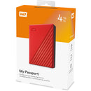 WD 4TB My Passport USB 3.2 Gen 1 External Hard Drive (2019, Red)