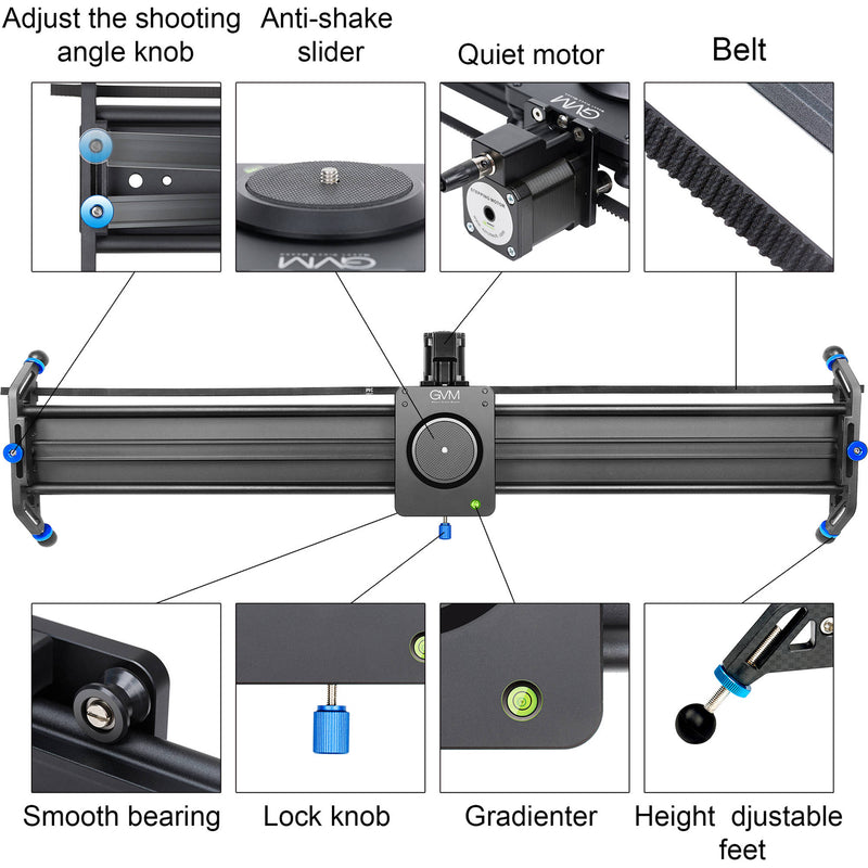 GVM Professional Video Aluminum Alloy Motorized Camera Slider (32")