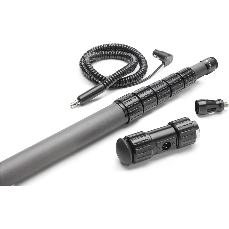 K-Tek KP12CCR 12' KlassicPro Graphite 6-Section Boompole with Internal XLR Coiled Cable, Side Exit