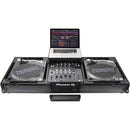 Odyssey Black Low-Profile DJ Coffin with 12" Mixer and Two Turntables, Wheels, and Glide Platform