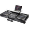 Odyssey Black Low-Profile DJ Coffin with 12" Mixer and Two Turntables, Wheels, and Glide Platform