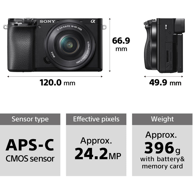 Sony Alpha a6100 Mirrorless Digital Camera with 16-50mm Lens