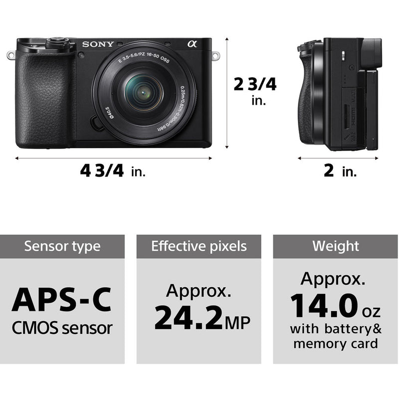 Sony Alpha a6100 Mirrorless Digital Camera with 16-50mm Lens