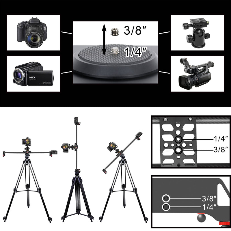 GVM Wireless Professional Video Carbon Fiber Motorized Camera Slider (31") with Bluetooth Remote and Mobile App Control