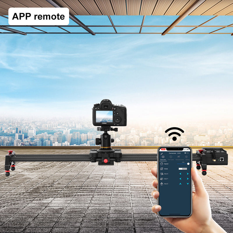 GVM Wireless Professional Video Carbon Fiber Motorized Camera Slider (31") with Bluetooth Remote and Mobile App Control