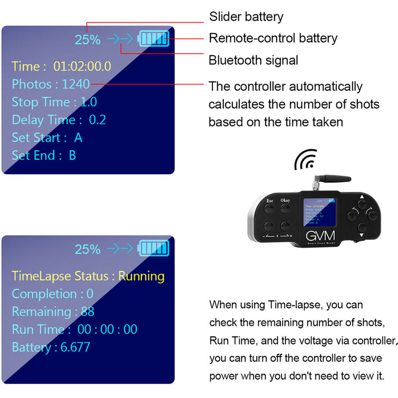 GVM Wireless Professional Video Carbon Fiber Motorized Camera Slider (31") with Bluetooth Remote and Mobile App Control