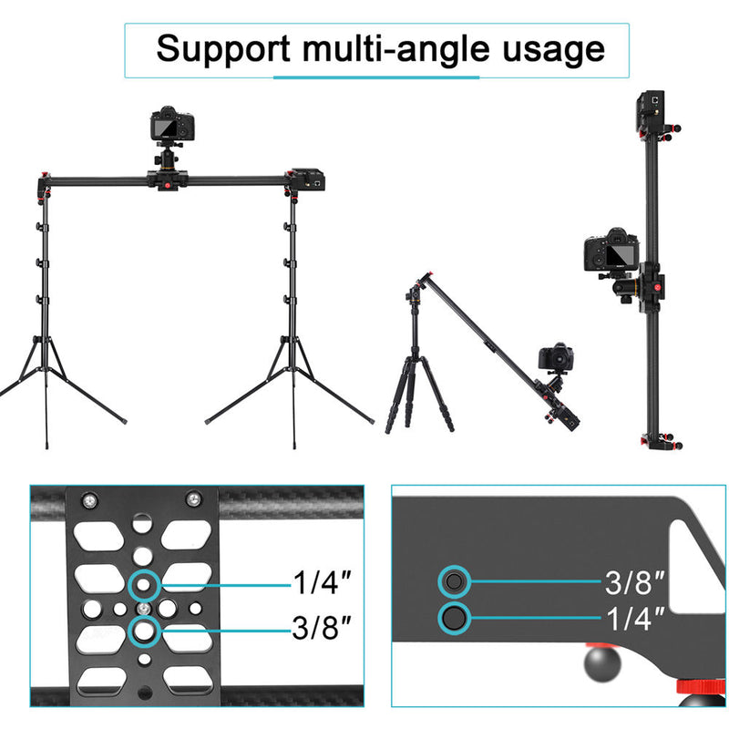 GVM Wireless Professional Video Carbon Fiber Motorized Camera Slider (31") with Bluetooth Remote and Mobile App Control