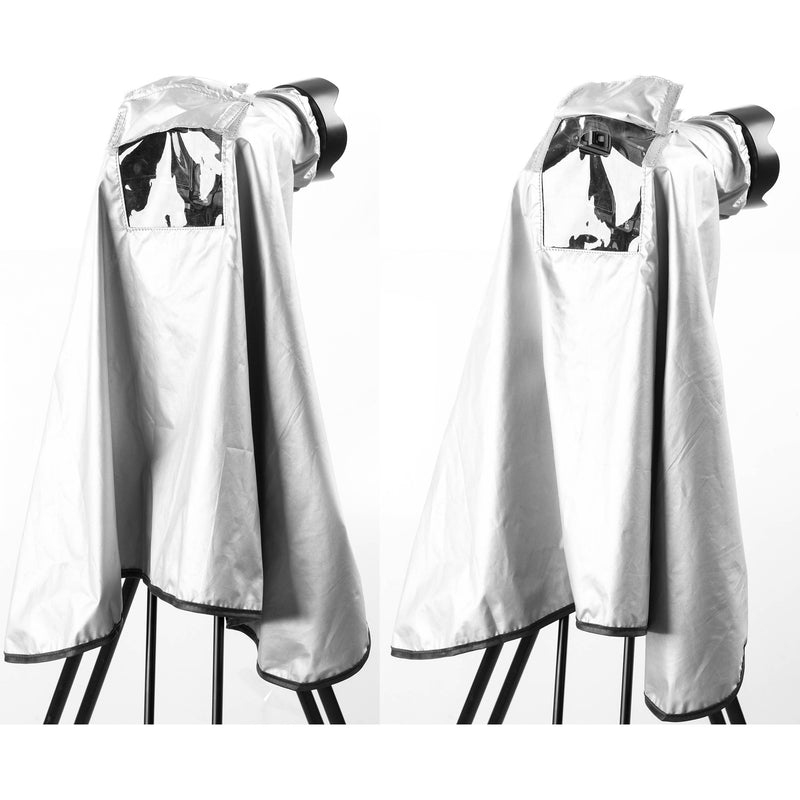 Movo Photo Extra-Long Waterproof Rain Coat for DSLR, Lens & Tripod (Metallic Gray)