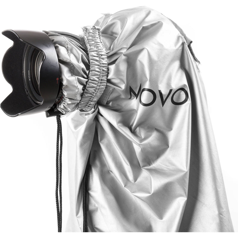 Movo Photo Extra-Long Waterproof Rain Coat for DSLR, Lens & Tripod (Metallic Gray)