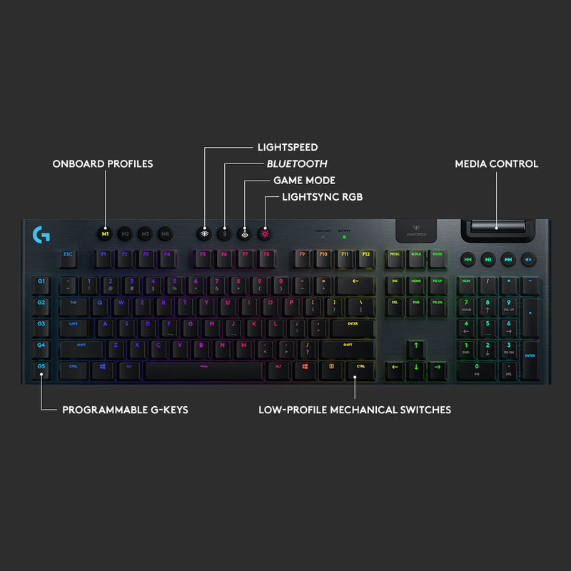 Logitech G915 LIGHTSPEED Wireless RGB Mechanical Gaming Keyboard (GL Tactile)