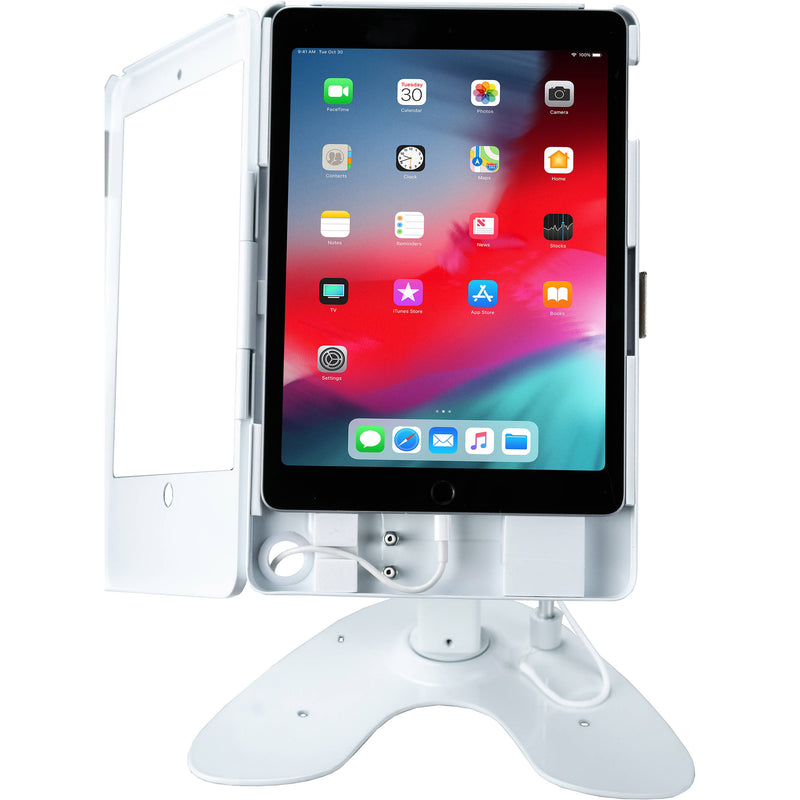 CTA Digital Dual Security Kiosk Stand with Locking Case and Cable for Select Apple iPads (White)