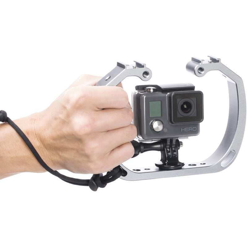 Movo Photo Underwater Diving Rig With Cold Shoe Mounts Wrist Strap For Waterproof Action Cams