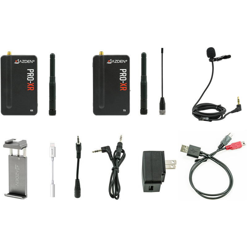 Azden PRO-XR Digital Camera-Mount Wireless Microphone System with Omni Lavalier and Earset Kit (2.4 GHz)