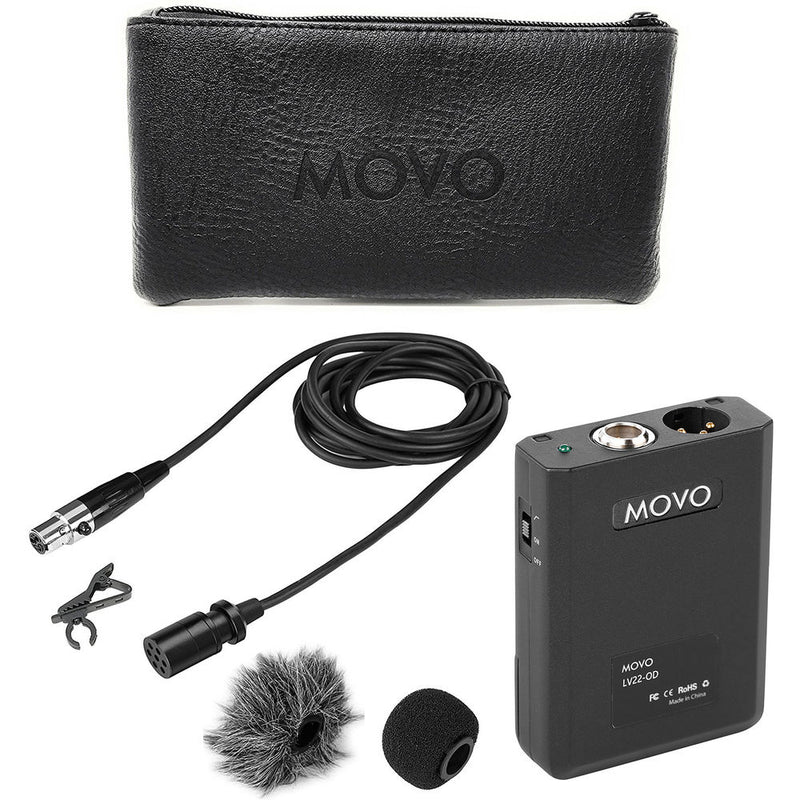 Movo Photo LV22OD Omnidirectional Lavalier Microphone with Bodypack Power Module and XLR Connector