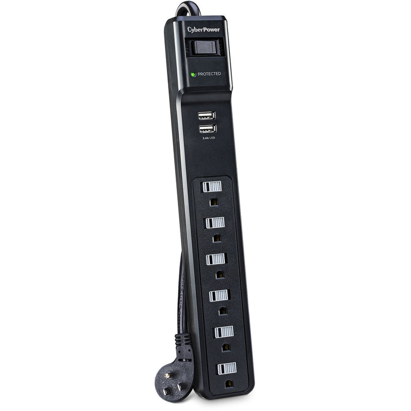 CyberPower P604URC1 6-Outlet Home Office Surge Protector (Black)