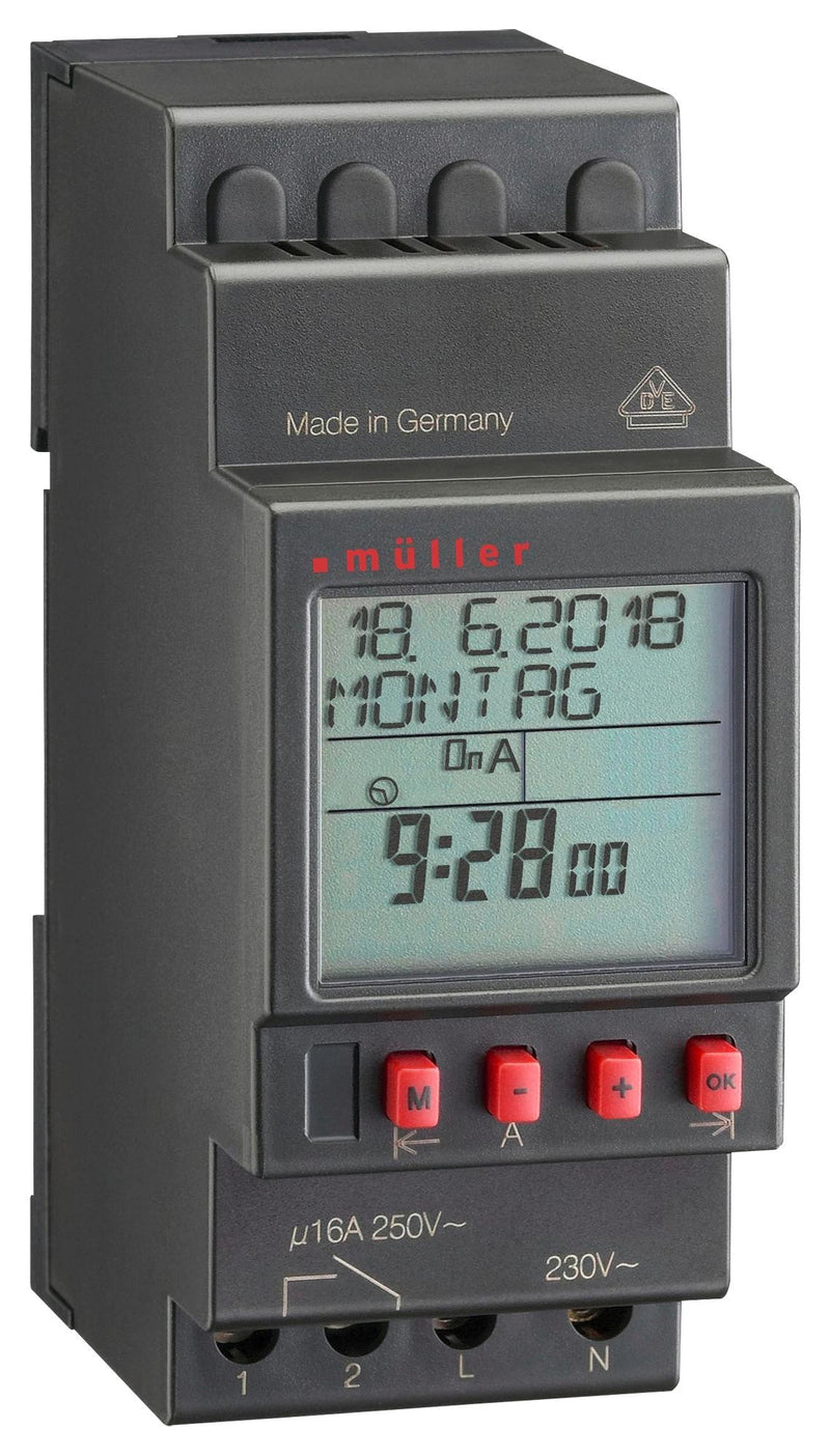 MULLER SC18.10PRO Timeswitch, Pro, Programmable, Variable, 24 h, 7 Days, 1NO, 16 A, Digital